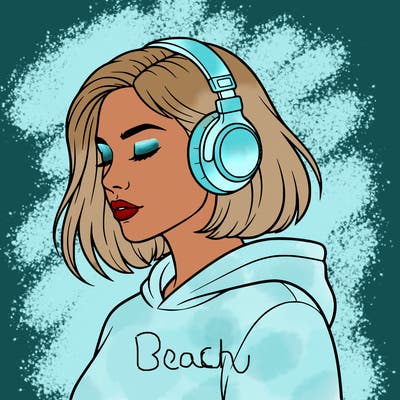 girl wearing headphones