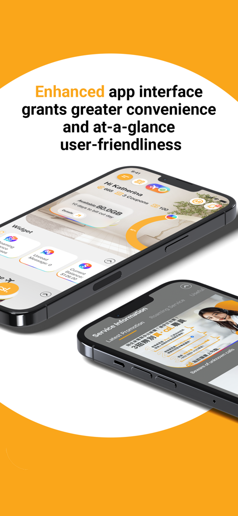 A interface do aplicativo móvel csl em uma tela de smartphone mostrando o uso de dados e o status da conta