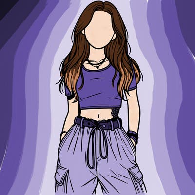 realistic girl with baggy pants and croptop