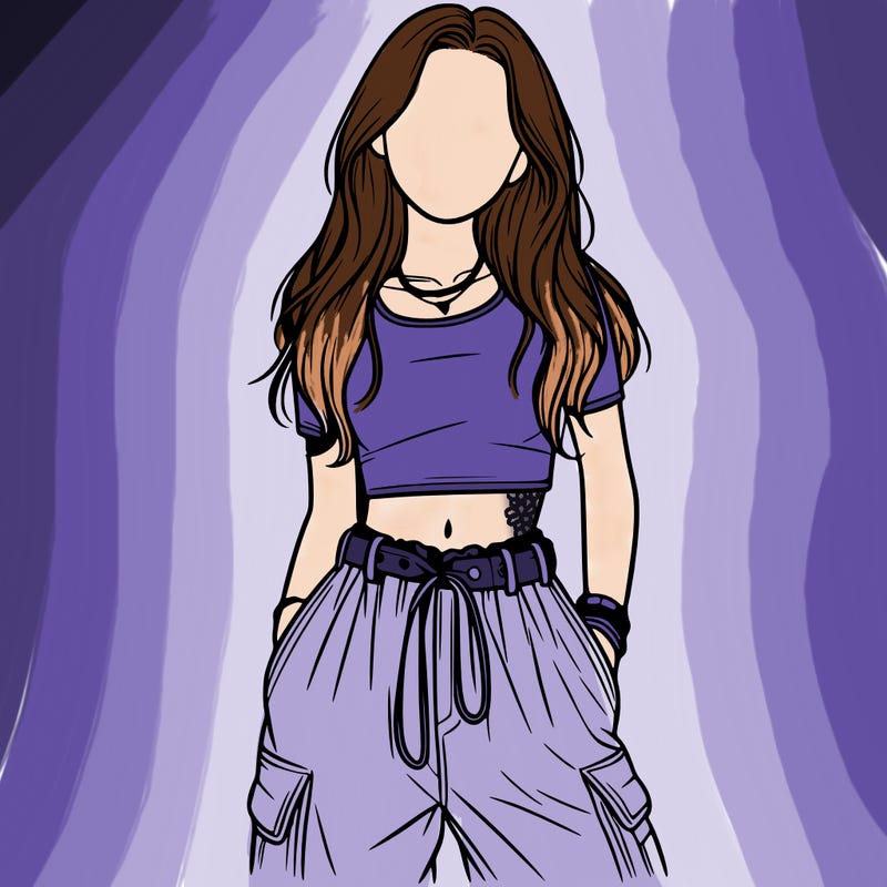realistic girl with baggy pants and croptop