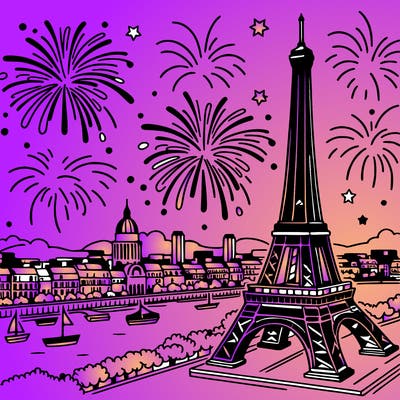 tour eiffel with fireworks