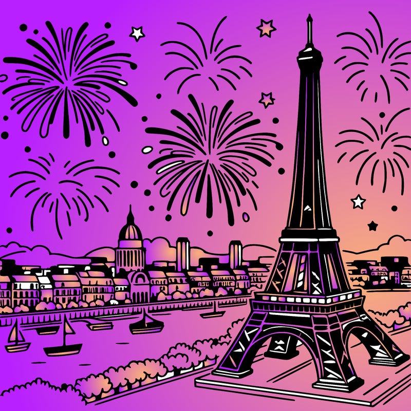 tour eiffel with fireworks