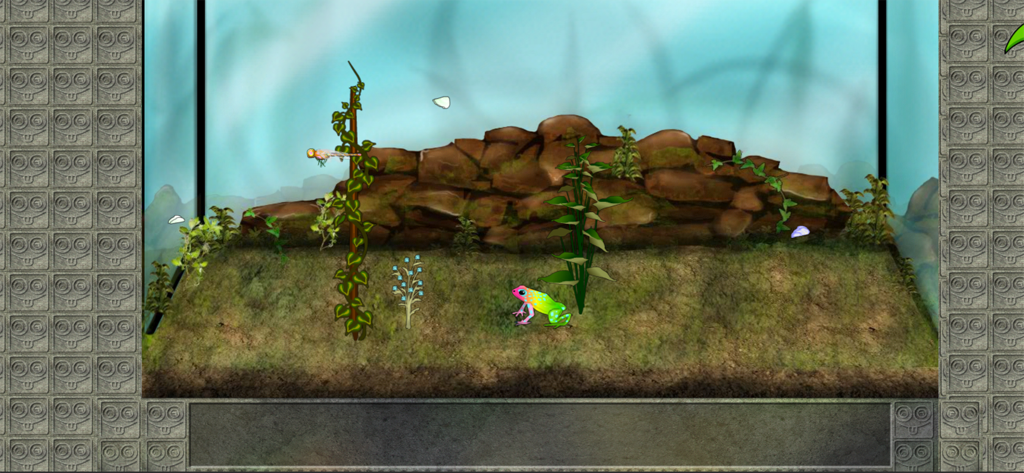 Terrario giungla personalizzabile con una rana colorata come ricompensa nell'app