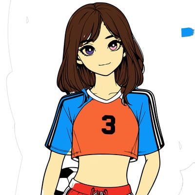 realistic girl wearing soccer jersey