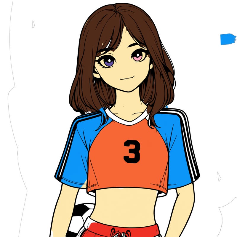 realistic girl wearing soccer jersey