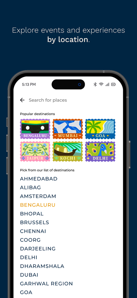 Urbanaut: Local Experiences - Urbanaut app screen showing a list of popular travel destinations and cities