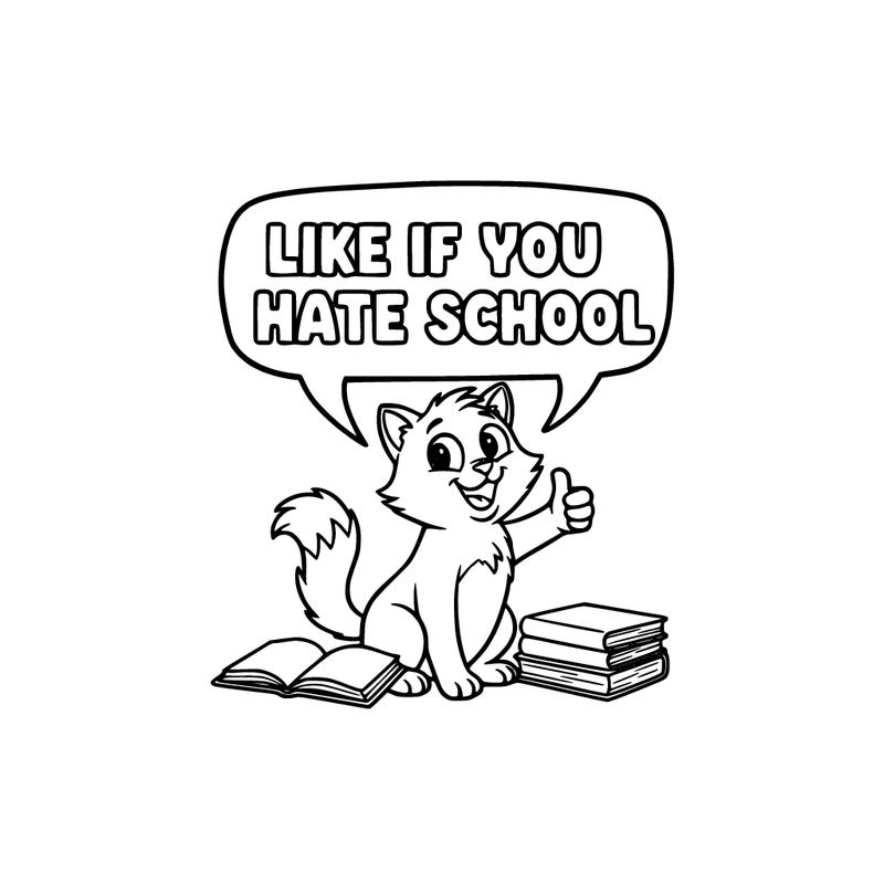 make a picture of a cat saying like if you hate school