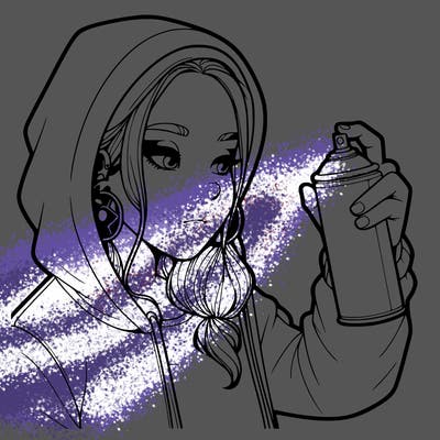 a realistic girl, spray painting