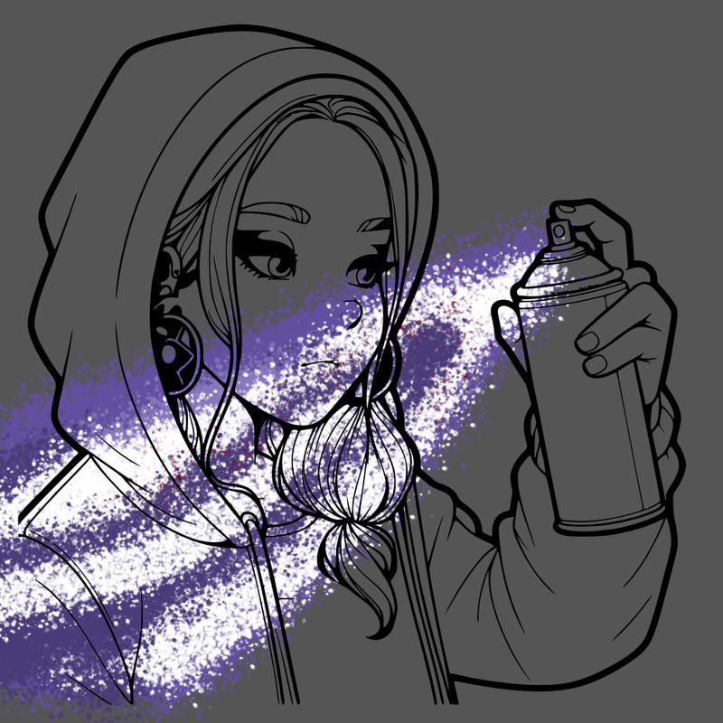 a realistic girl, spray painting