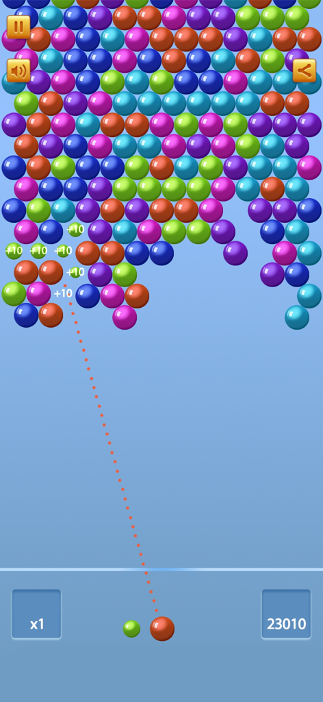 Shoot Bubble Pop Game Classic - A gameplay screenshot of the classic bubble shooter game with vibrant colored bubbles and an aiming trajectory