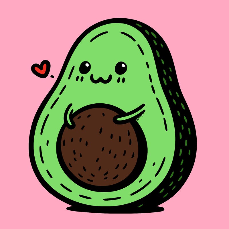 an avocado hugging an avocado