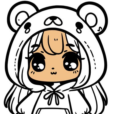 cute girl wearing a bear hoodie