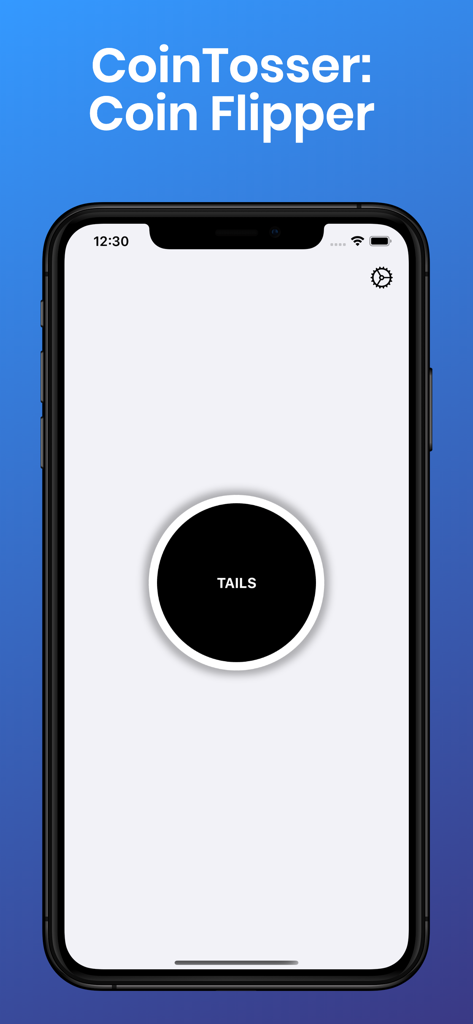 Coin Flip CT - Smartphone screen showing the Coin Flip CT app with a tails result