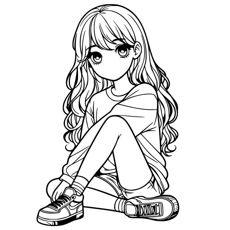 girl sitting realistic