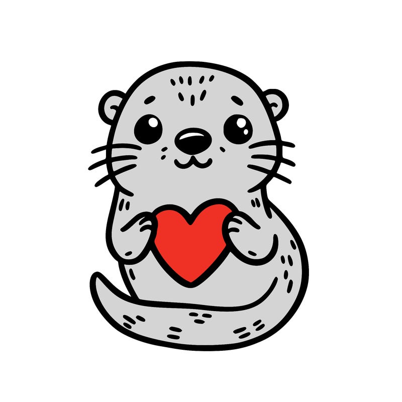 otter with a heart