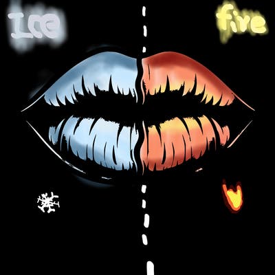 realistic lip split in fourth . 1 fourth ice 1 fire 1wind 1 earth