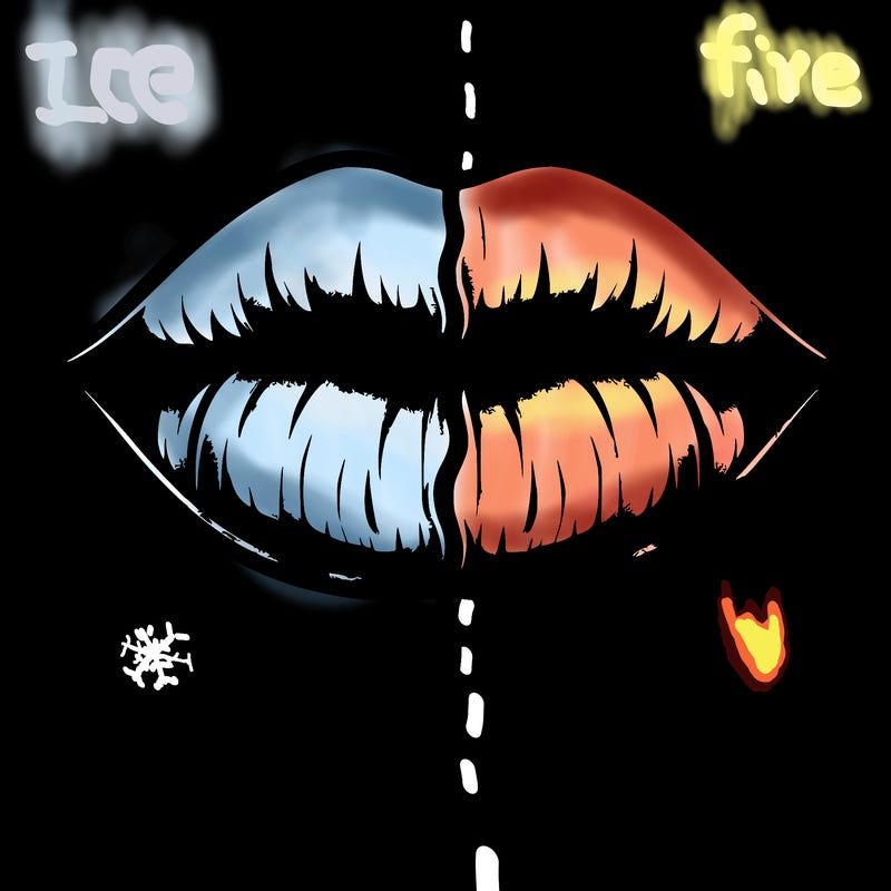 realistic lip split in fourth . 1 fourth ice 1 fire 1wind 1 earth