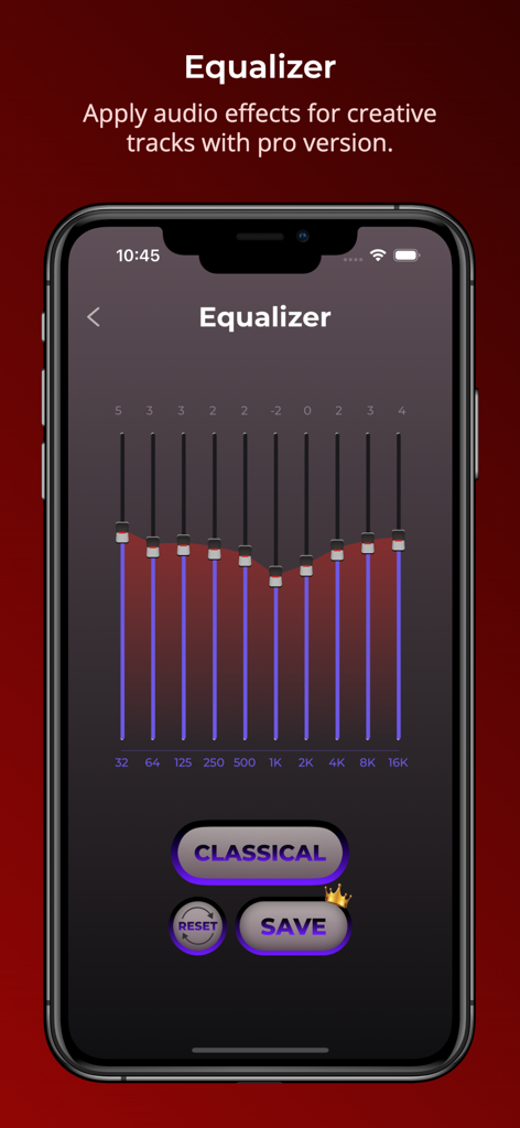 AV Box: Volume Booster and EQ - AV Box app equalizer interface showing frequency sliders and audio presets