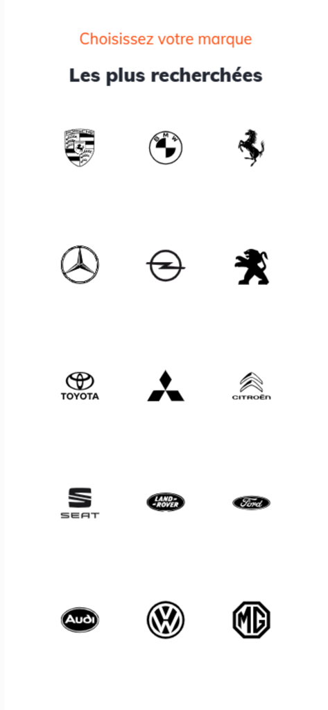 Seyara Zone - Selection screen showing popular car brand logos in the Seyara Zone app