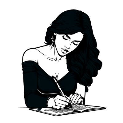 realistic female writing poetry