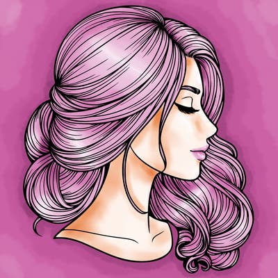 realistic woman's head & hair