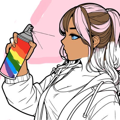 a realistic girl spray, painting