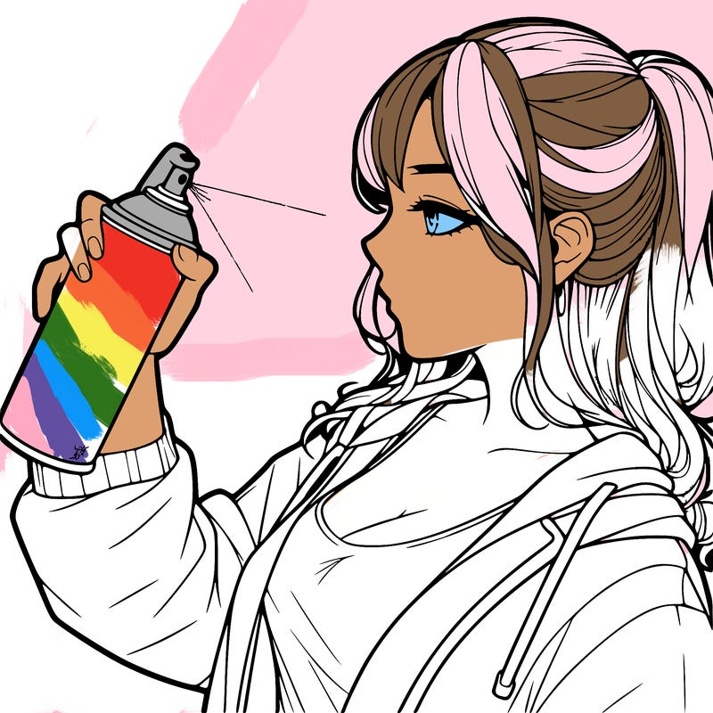 a realistic girl spray, painting