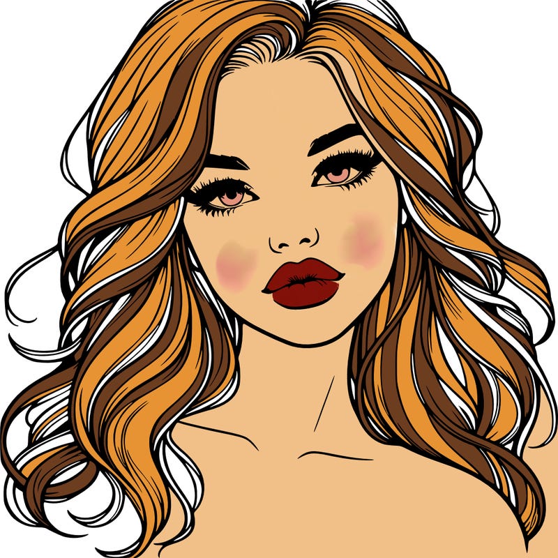 realistic girl with hair and lips