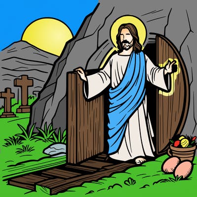 jesus coming out of the tomb