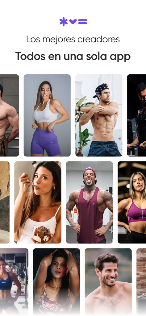 BeJao - Una cuadrícula que muestra diversos creadores de fitness y atletas profesionales disponibles en la aplicación BeJao