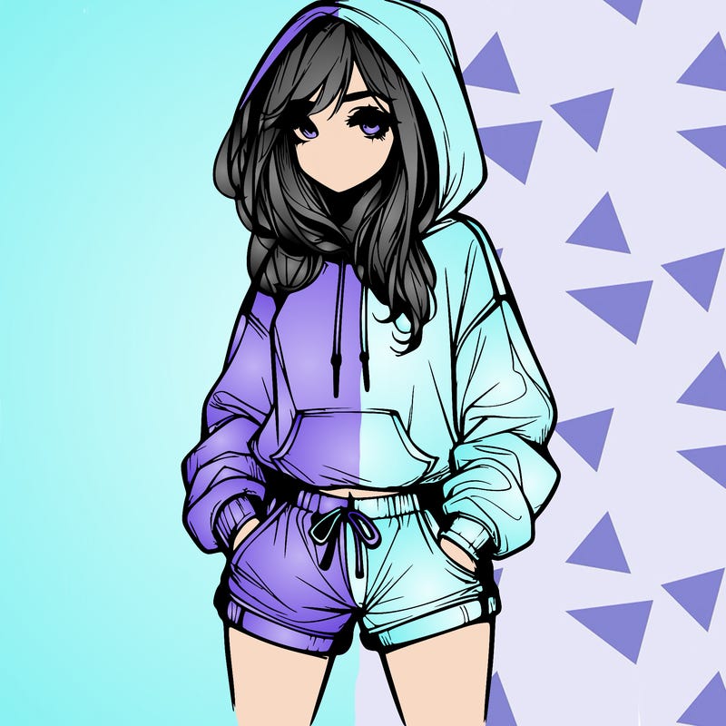 realistic girl in shorts and hoodie