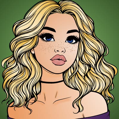realistic girl with wavy hair and lips