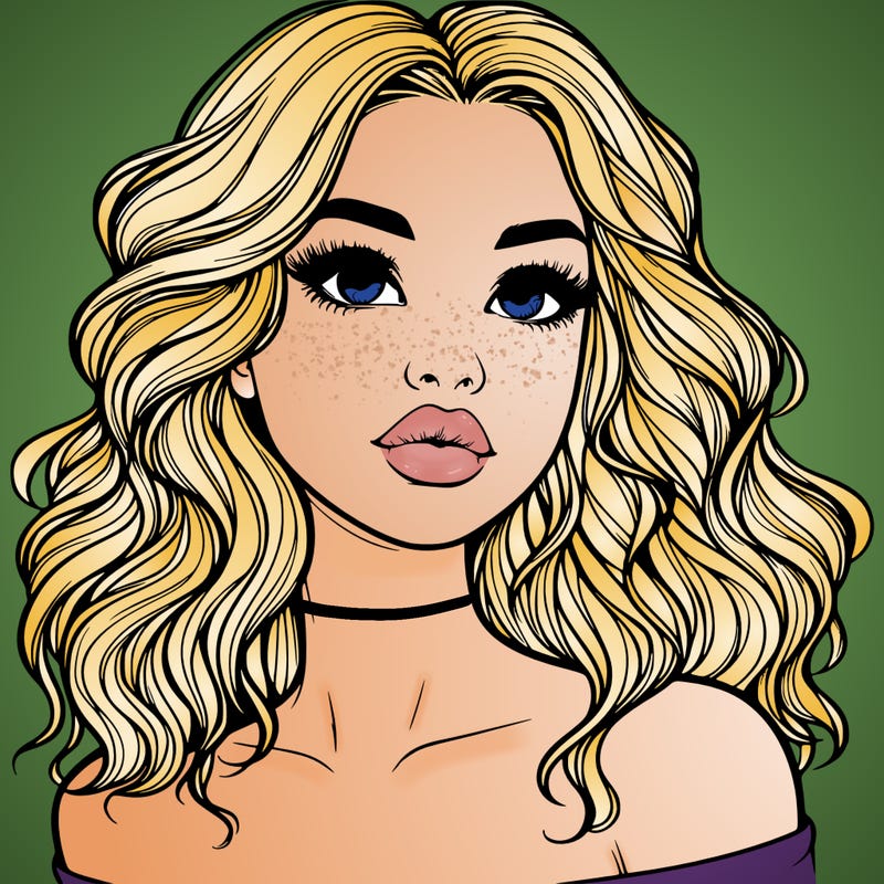 realistic girl with wavy hair and lips
