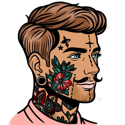 man with face tattoos