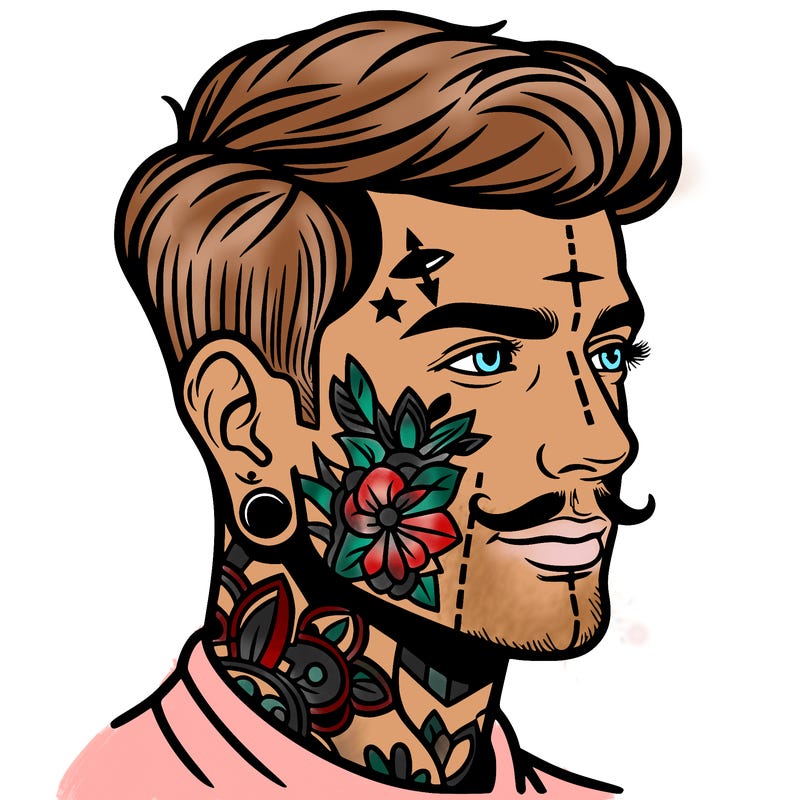 man with face tattoos