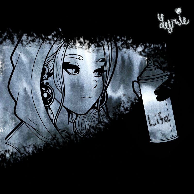 a realistic girl, spray painting