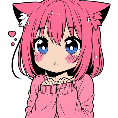 shy anime catgirl
