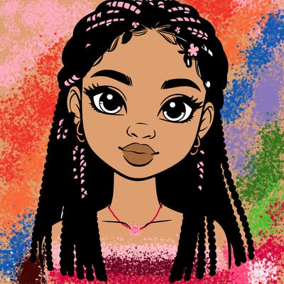 a realistic black girl with braids