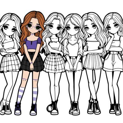 a group of girls realistic