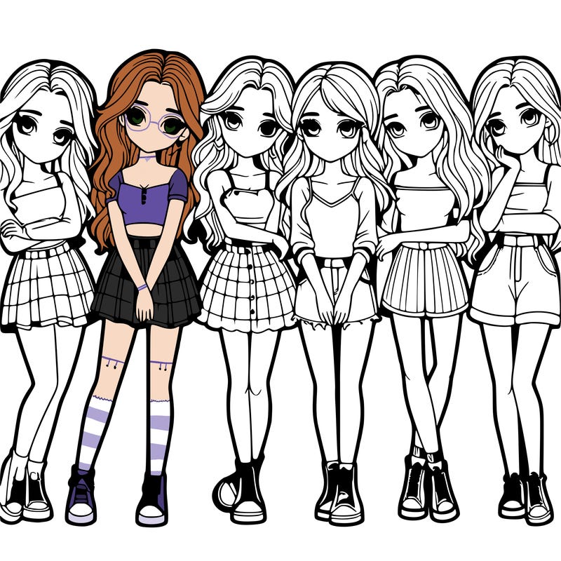 a group of girls realistic