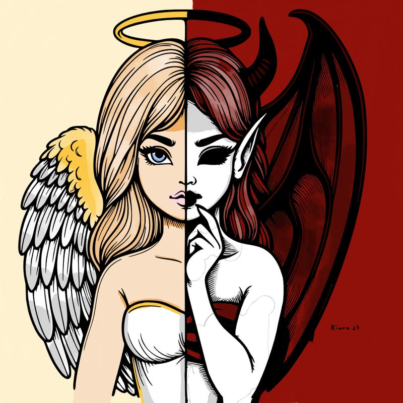 realistic angel half demon