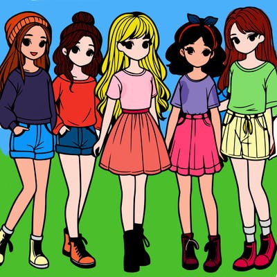 a group of five girls