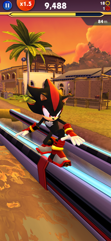 Sonic Dash 2: Sonic Boom - Shadow the Hedgehog glisse sur un rail dans Sonic Dash 2