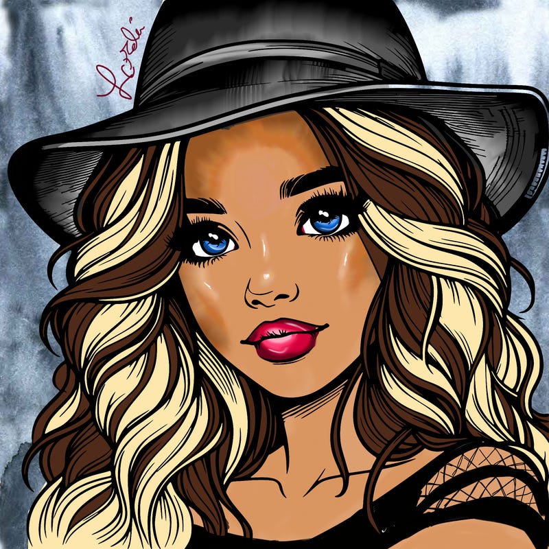 realistic girl with hat