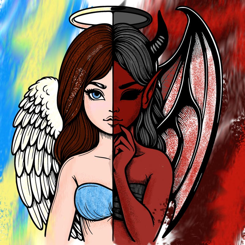 realistic angel half demon