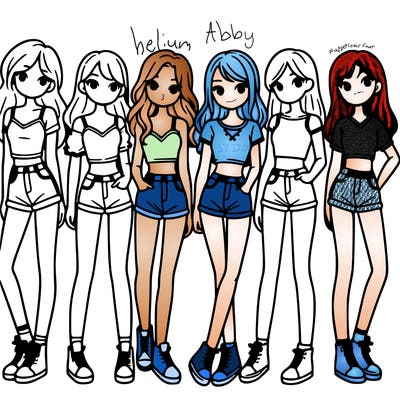 a group of girls wearing crop tops and shorts