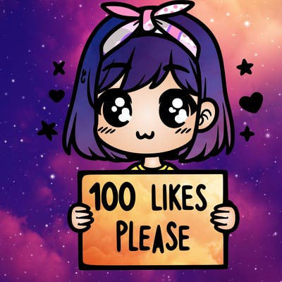 girl holding sign saying 100 likes please