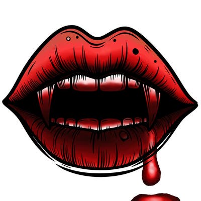 lips with vampire teeth