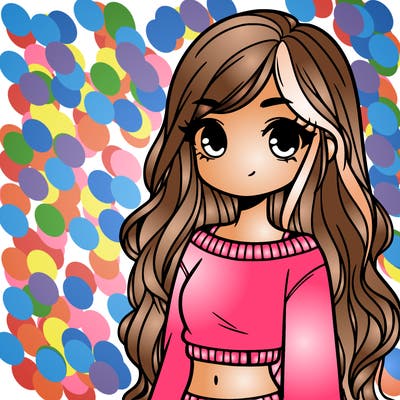 girl with long hair and a crop top with a sweater