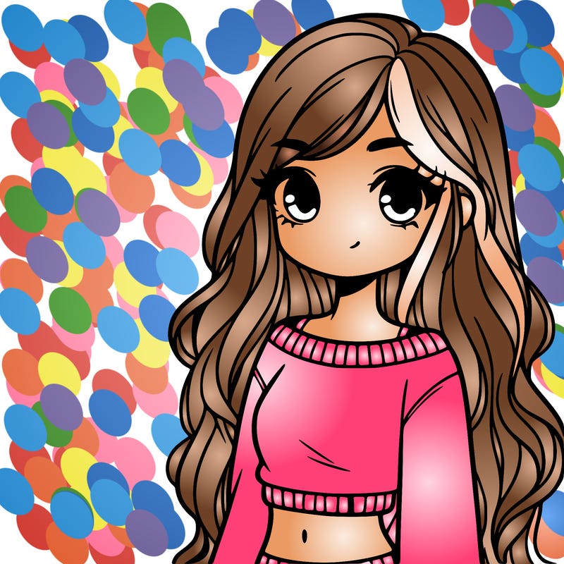 girl with long hair and a crop top with a sweater